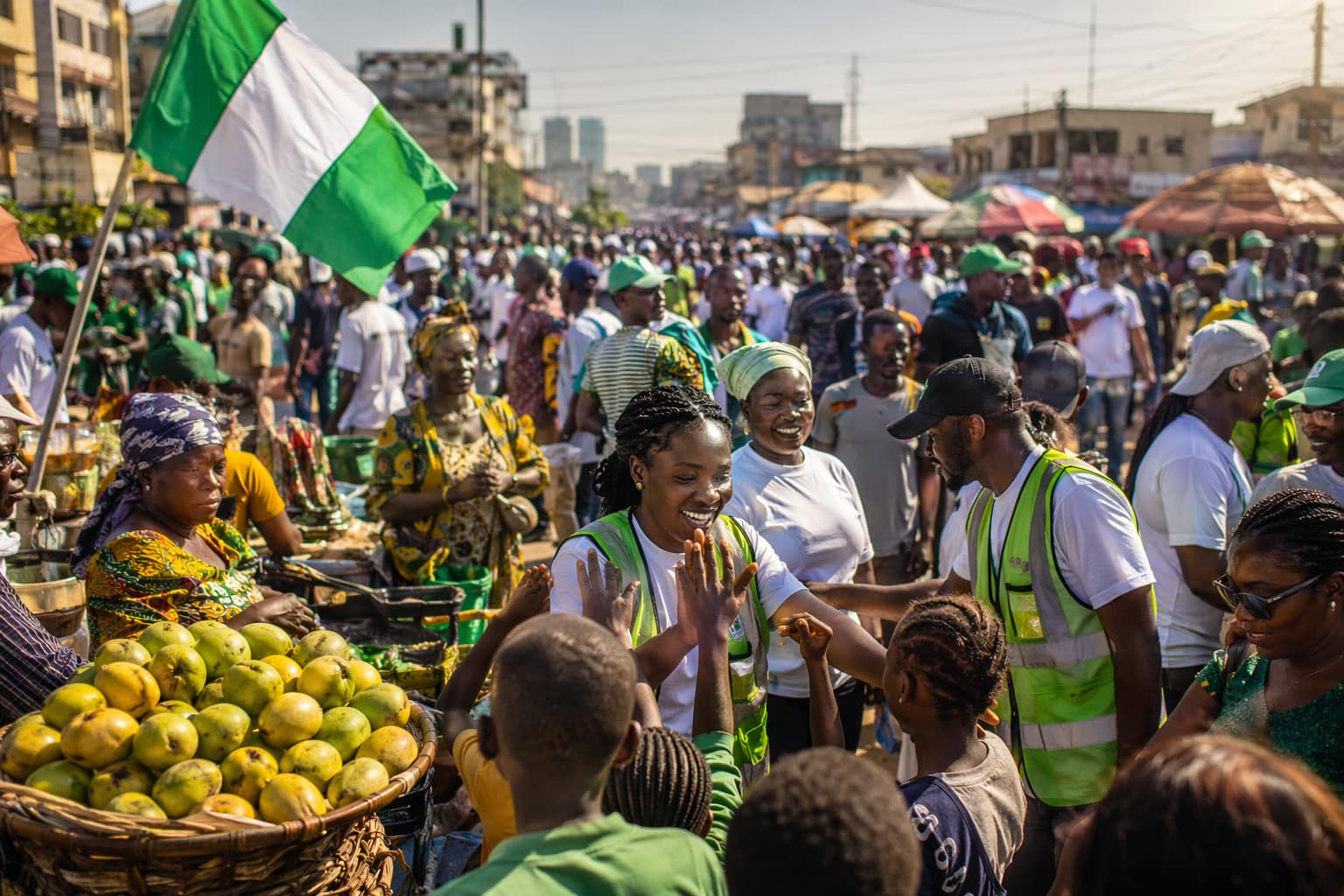 A lively civic activation scene with citizens participating together
